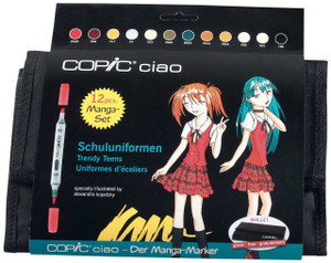 COPIC CIAO 12 PEN WALLET SET - SCHOOL UNIFORM