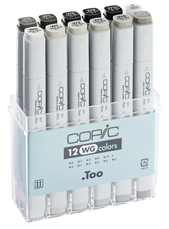 COPIC CLASSIC MARKER - 12 PEN - WARM GREY SET