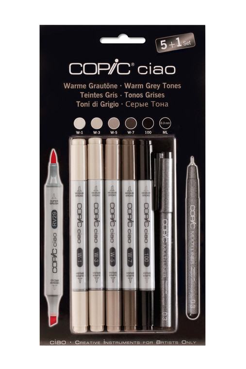 COPIC CIAO 5 + 1 - WARM GREY TONES SET