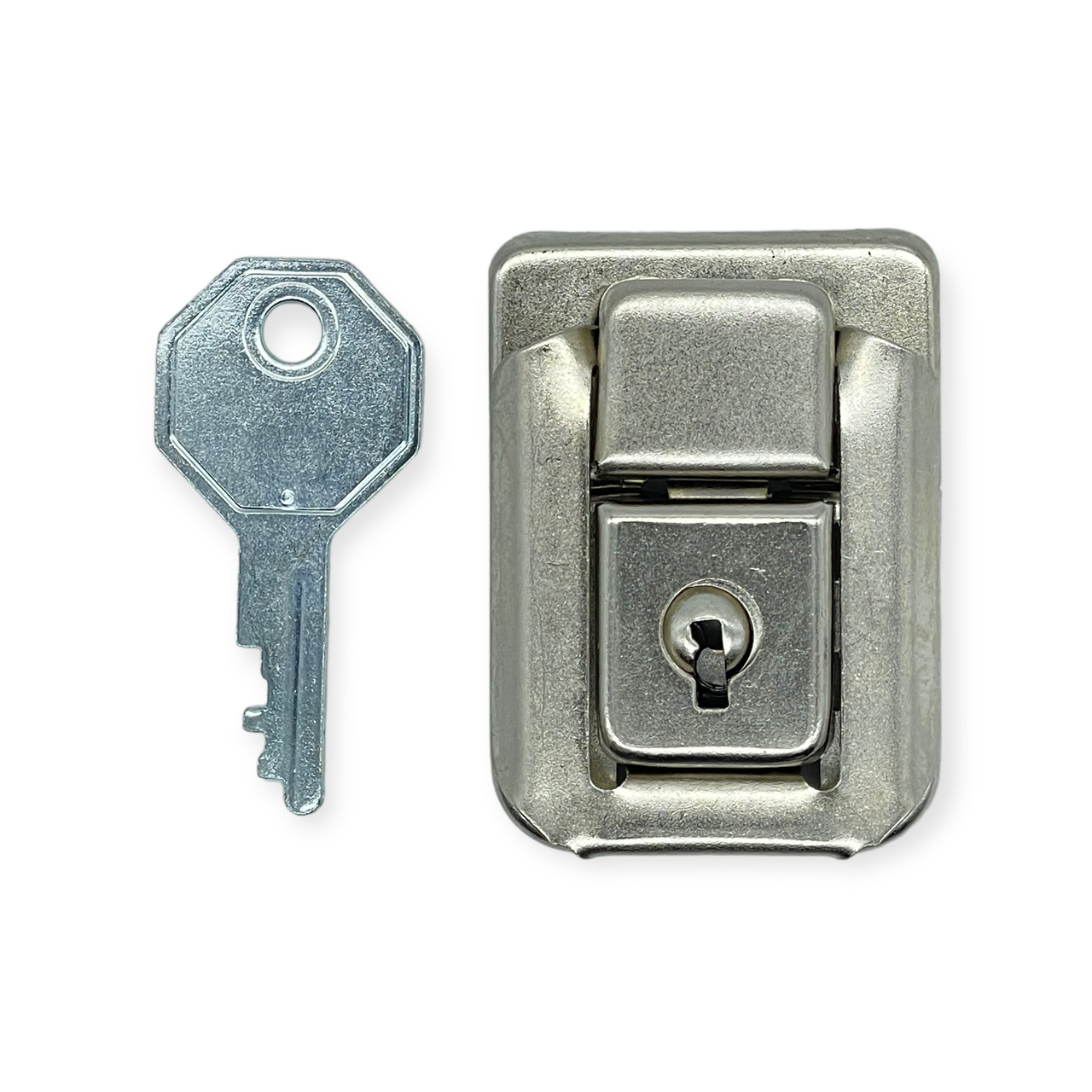 Box Lid Latch/Catch With Keyed Lock Nickel Hidden Hole
