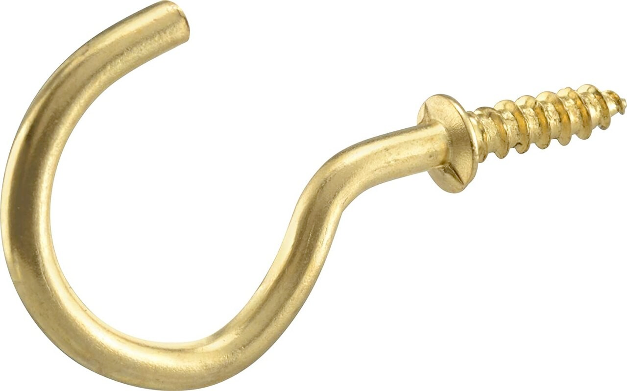 Cup Hooks 1 inch length Brass Plated