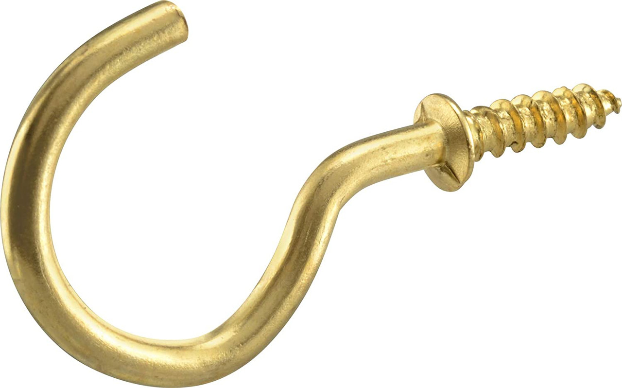 Cup Hooks 1 3/8 inch length Brass Plated