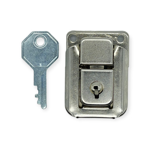 Box Lid Latch/Catch With Keyed Lock Nickel Hidden Hole