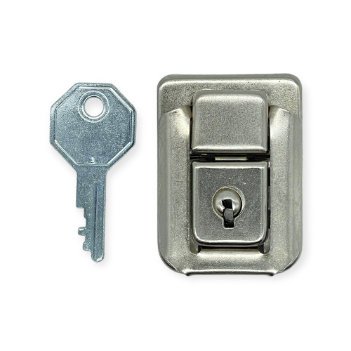Box Lid Latch/Catch With Keyed Lock Nickel Hidden Hole Box Lid Latch/Catch With Keyed Lock Nickel Hidden Hole