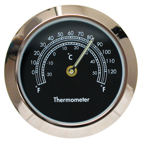 Black 1 7/16" (36mm) "Shower Proof" Miniature Quartz Clock Thermometers