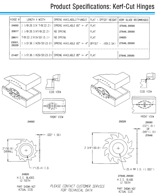 Medium Kerf Hidden Hinge - No Screws Needed