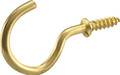 Cup Hooks 1 3/8 inch length Brass Plated