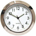 White 1 7/16" (36mm) "Shower Proof" Miniature Quartz Clock Fit-ups