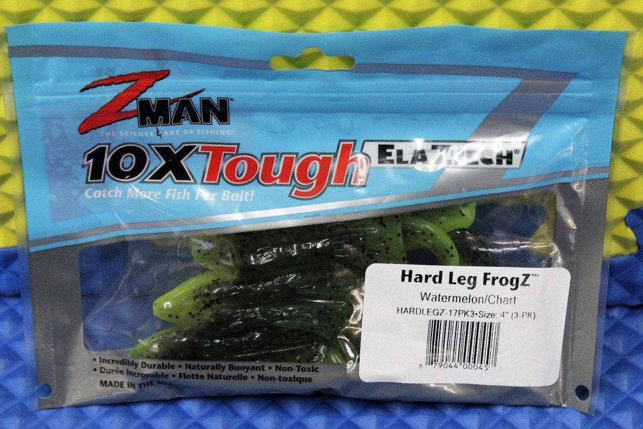 Z-MAN 10XTough ELAZTECH Hard Leg FrogZ 4" 3-PK HARDLEGZ-PK3 CHOOSE COLOR!