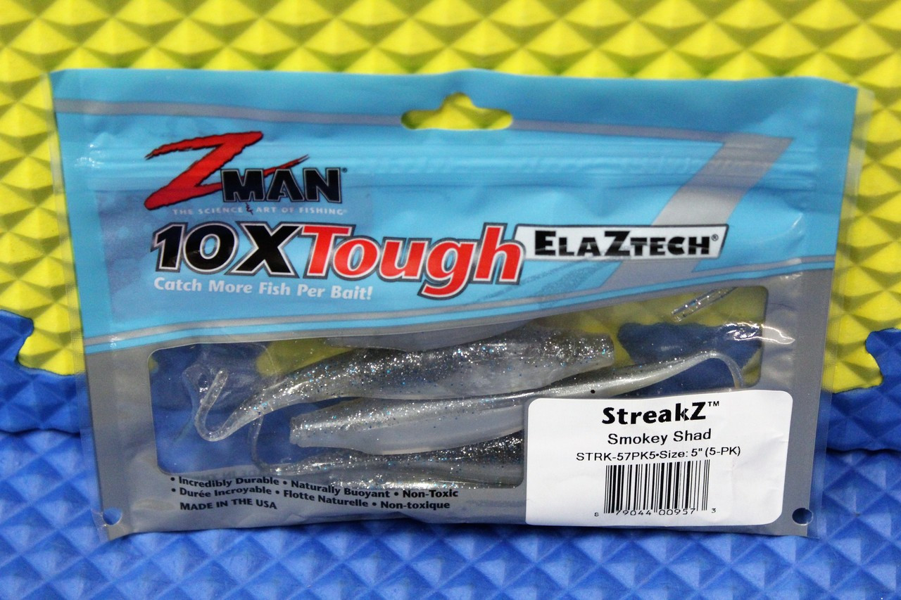 Z-MAN 10XTough ELAZTECH StreakZ Size 5" 5-Pack STRK-PK5 CHOOSE YOUR COLOR!