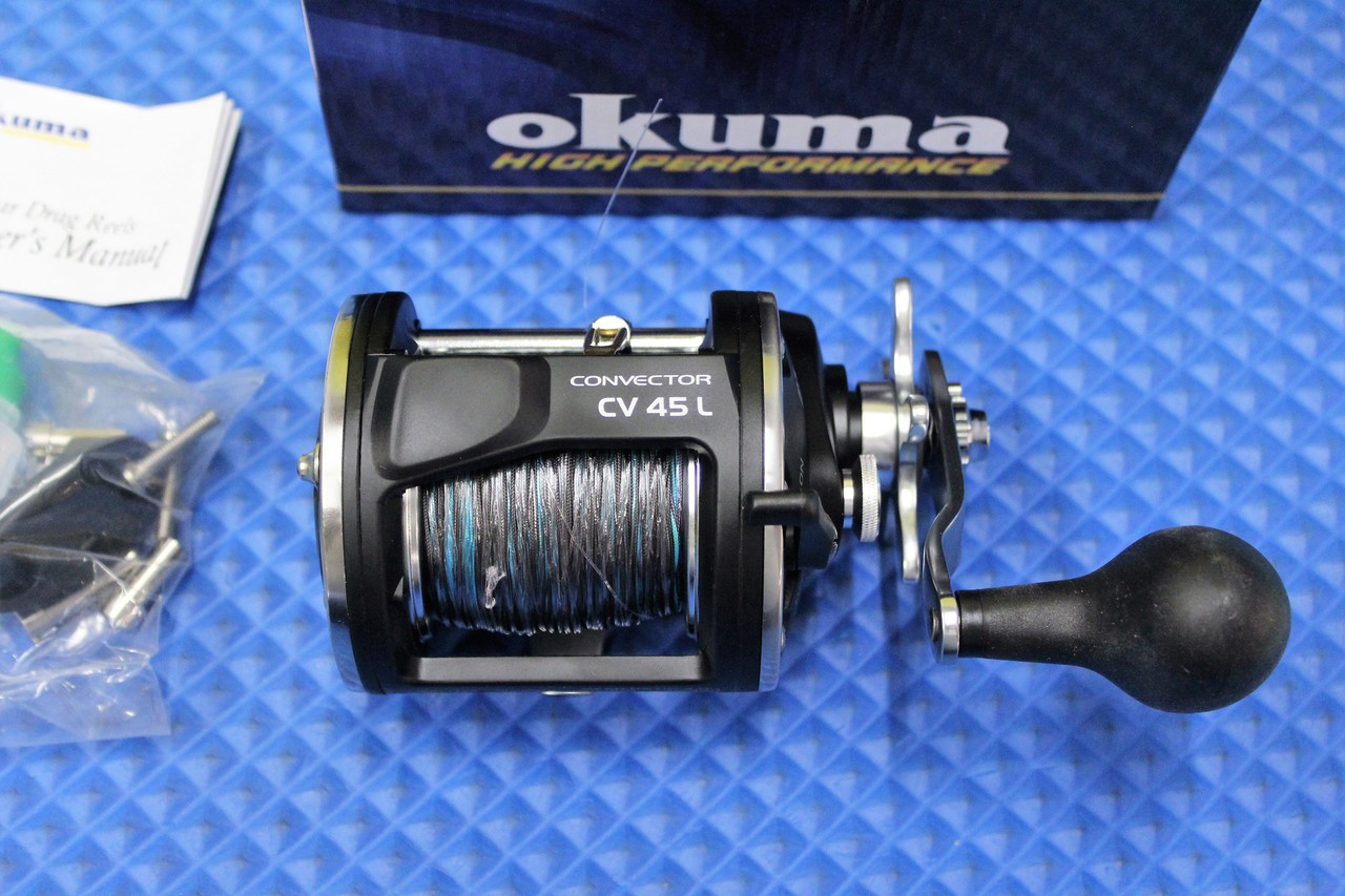 Okuma Convector Levelwind Reel CV 55L Prespooled With 45# Copper, 25# Solar  Green Backing, 50 Feet 20# Leader CHOOSE YOUR COPPER LENGTH