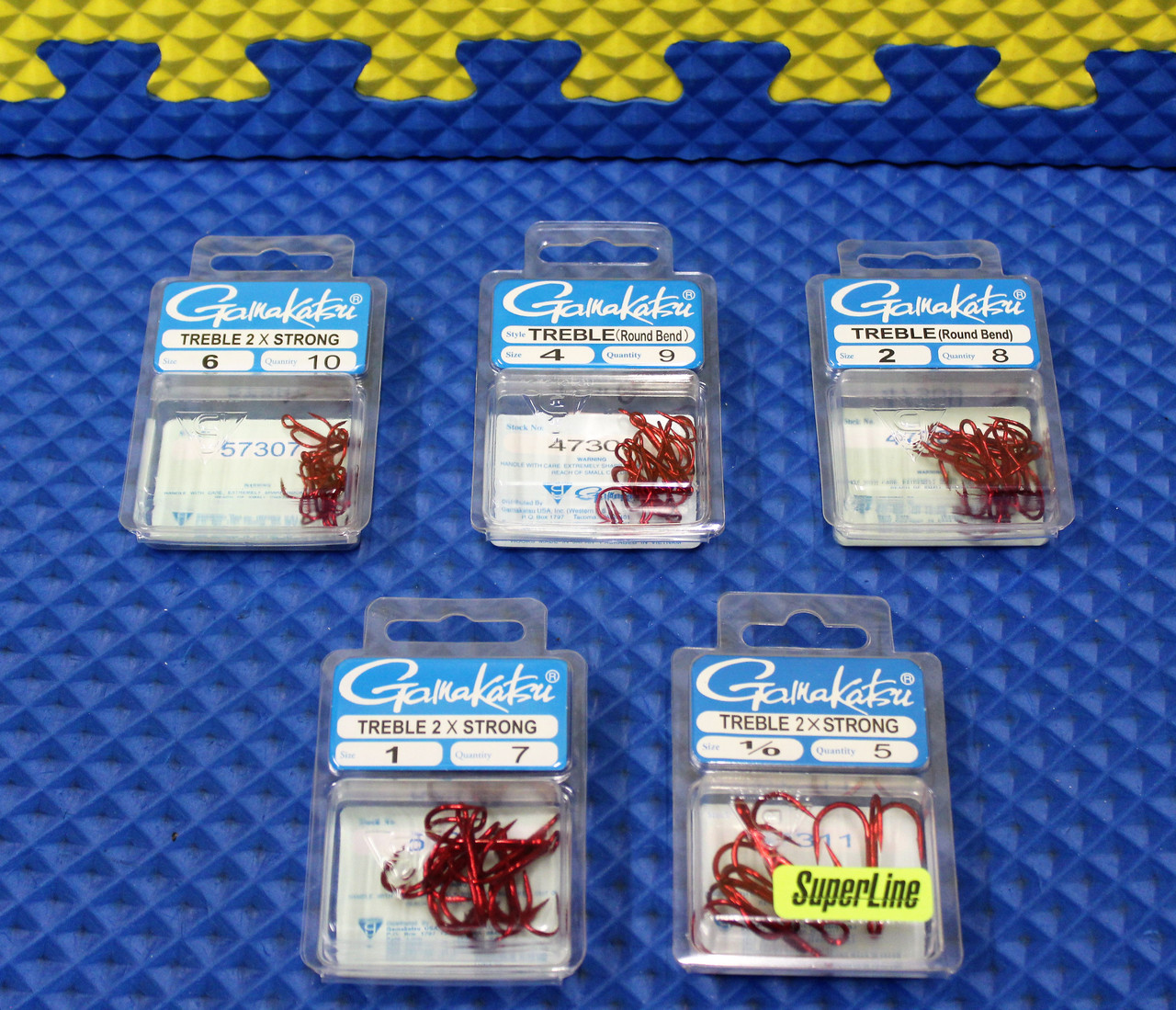 Gamakatsu 573 Red 2X Strong Treble Hooks Size 1 Jagged Tooth Tackle