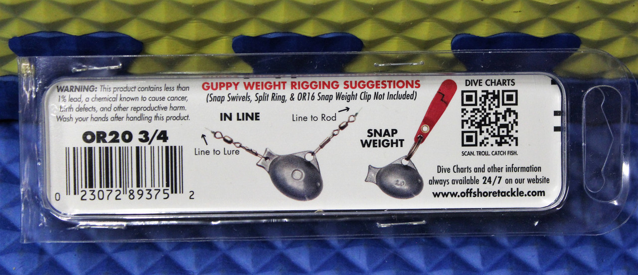 Off Shore Tackle OR20 3/4  (Three 3/4 Ounce Replacement Pro Guppy Weights)