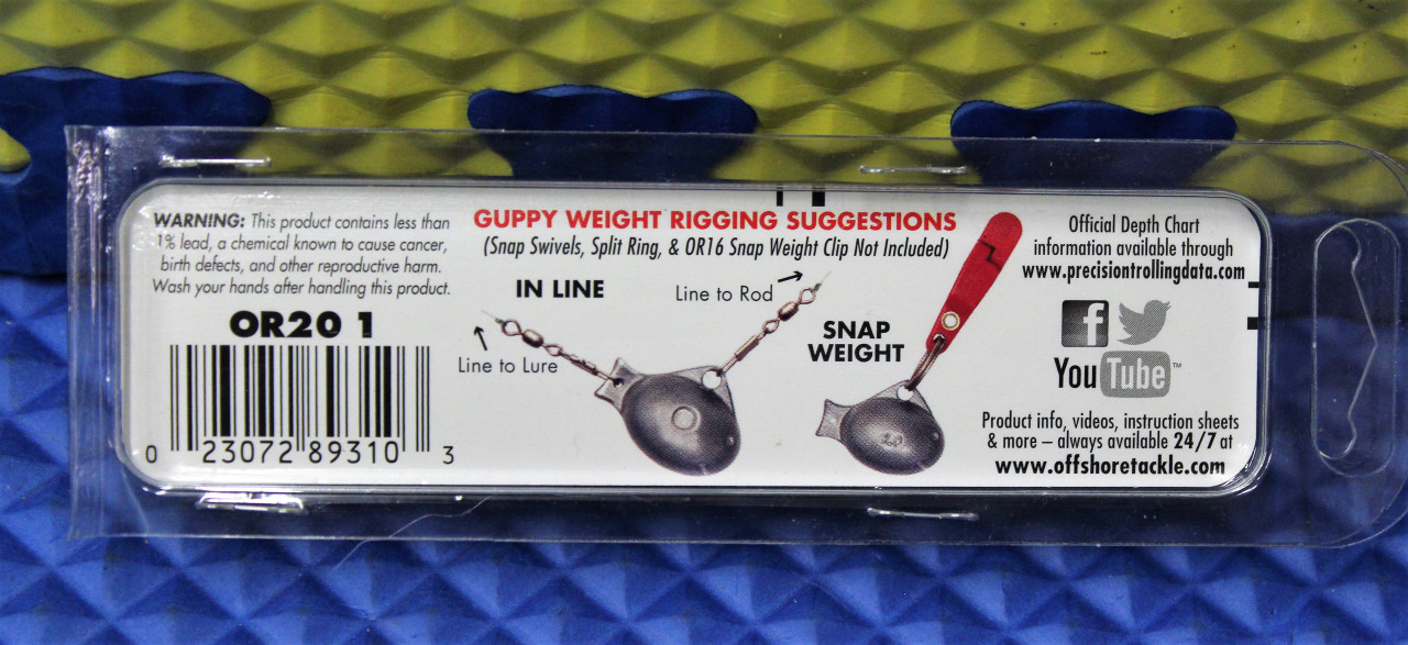 Off Shore Tackle OR20 1  (Three 1 Ounce Replacement Pro Guppy Weights)