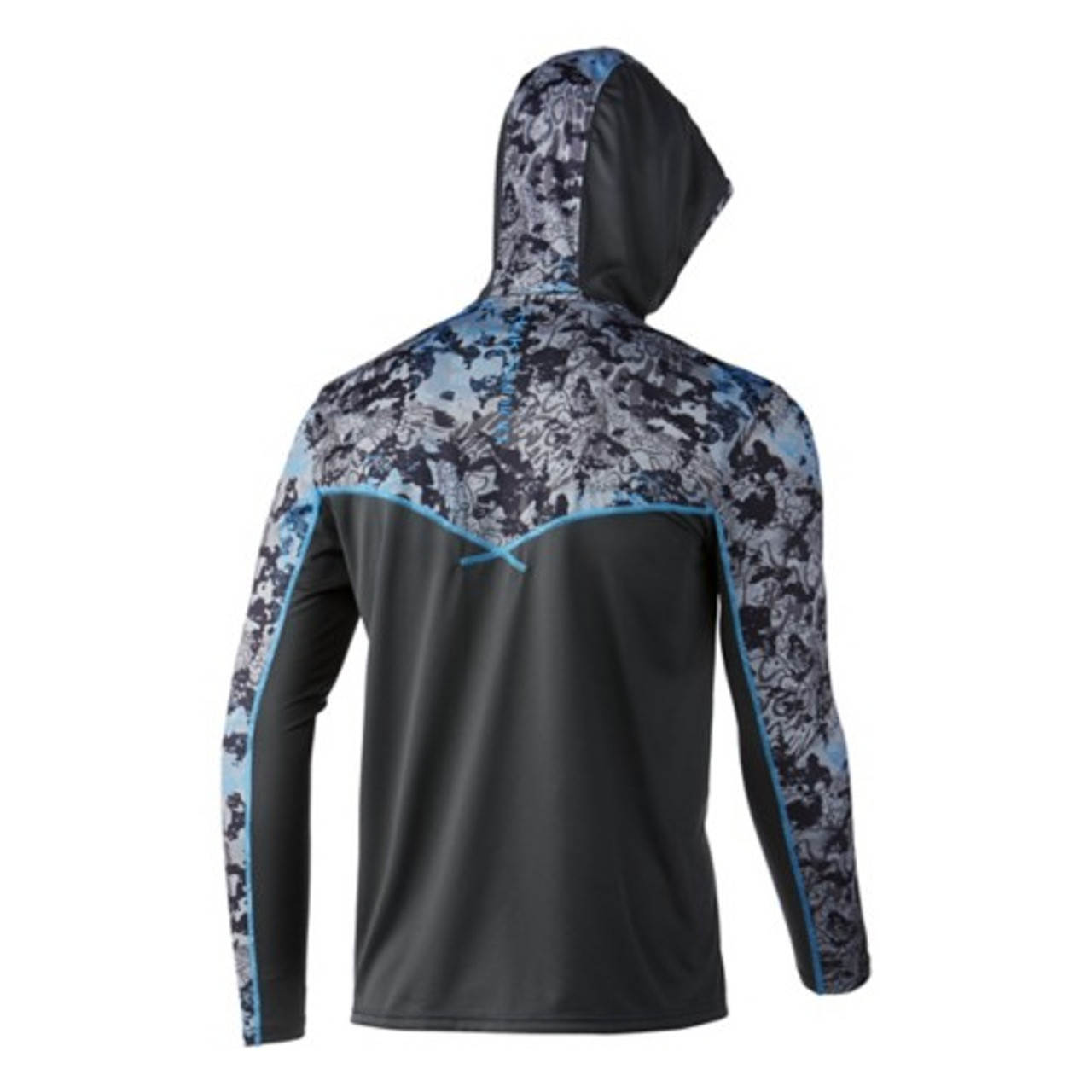 Huk Hooded Fishing Shirt Blue Full Zip Up Long Sleeve Breathable Mesh Size  XL