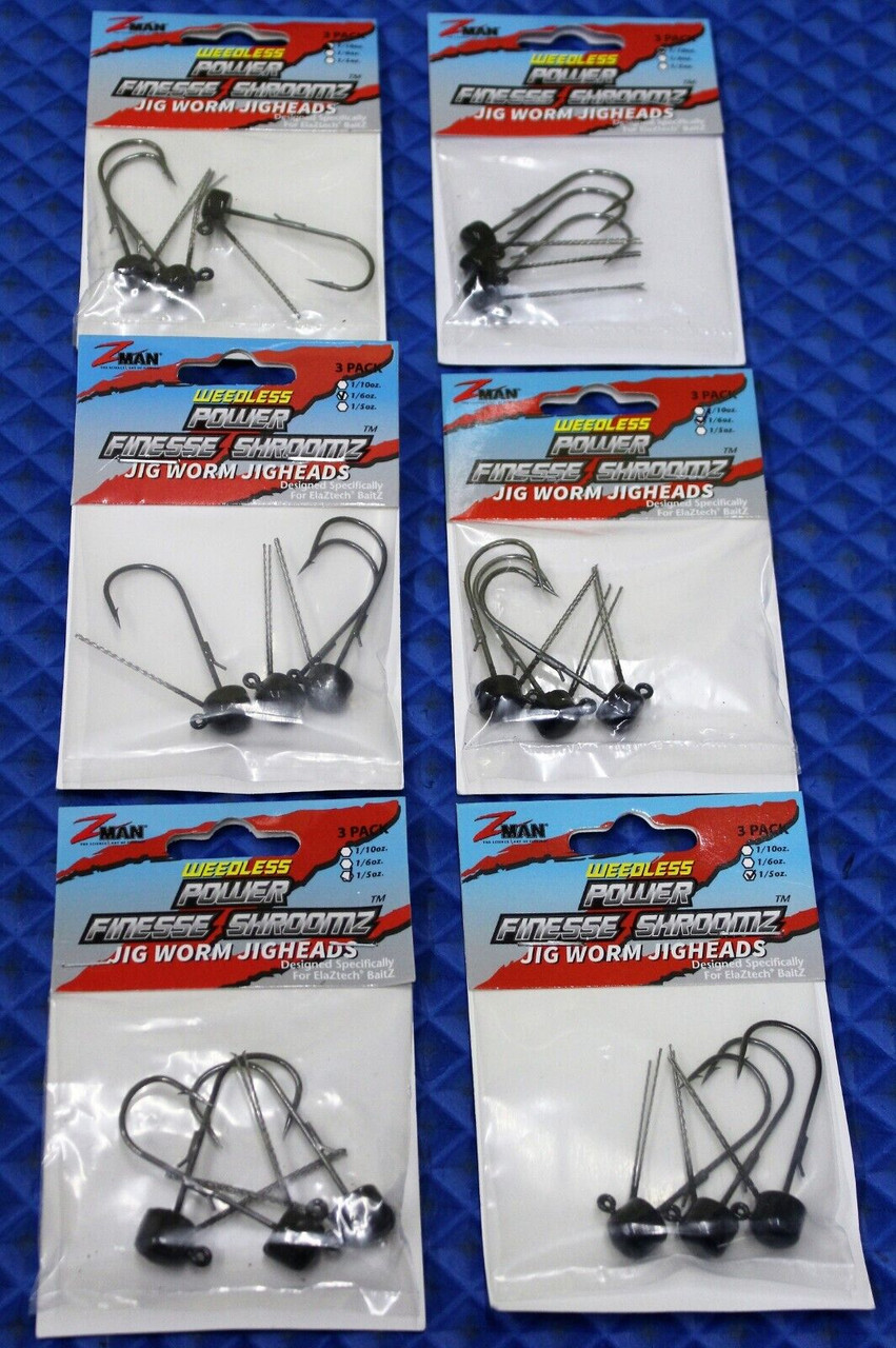 Z-MAN Weedless Power Finesse ShroomZ JigWorm Jigheads PJHW-PK3 CHOOSE MODEL!