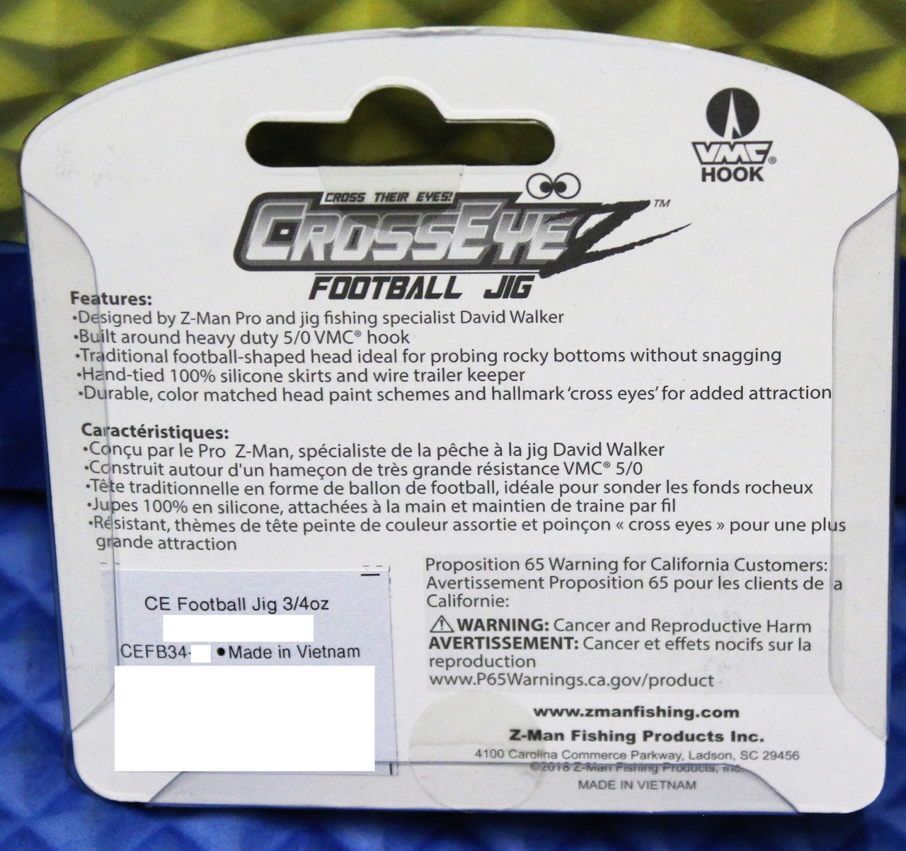 Z-MAN CrossEyeZ Football Jig Skirted 3/4 OZ CEFB34-Series CHOOSE YOUR COLOR!