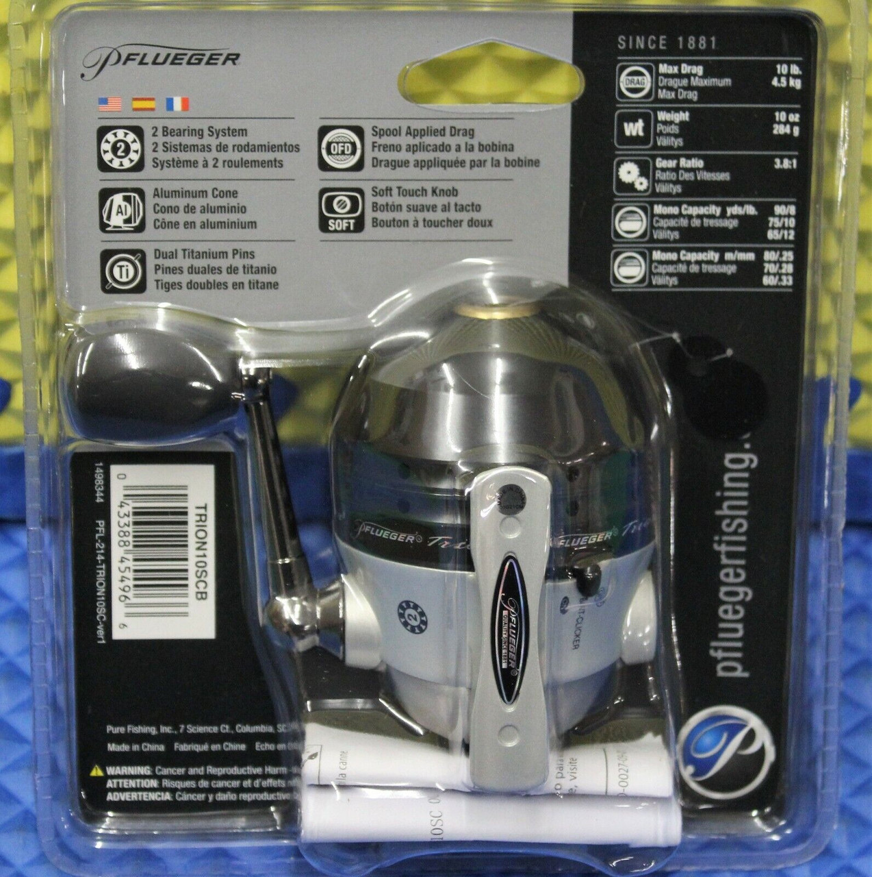 Pflueger Trion Spincast Reel 2BB Size 10 TRION10SCB Blister Pack 1498344