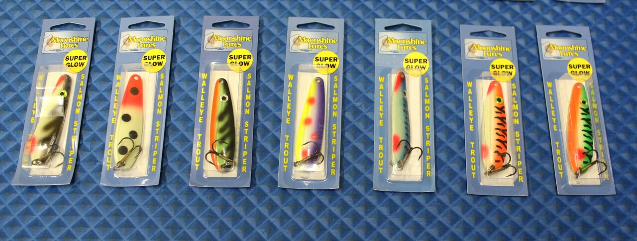 Moonshine Lures Super Glow 3/4oz Ice Fishing Jigging Spoon CHOOSE YOUR  COLOR!