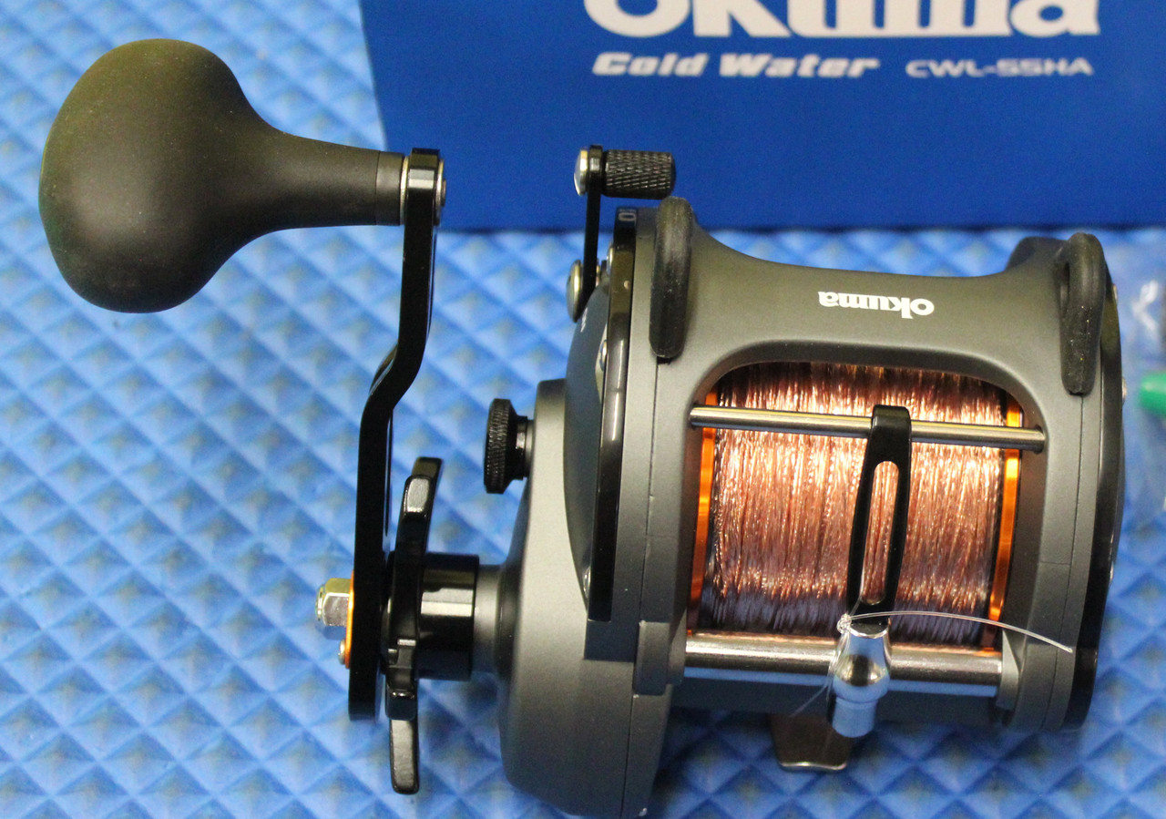 Okuma Cold Water High Speed Levelwind Trolling Reel CW-CWL-55HA Pre-spooled With 45# Copper, 25# Solar Green Backing, 50 Feet 20# Leader CHOOSE YOUR COPPER LENGTH!