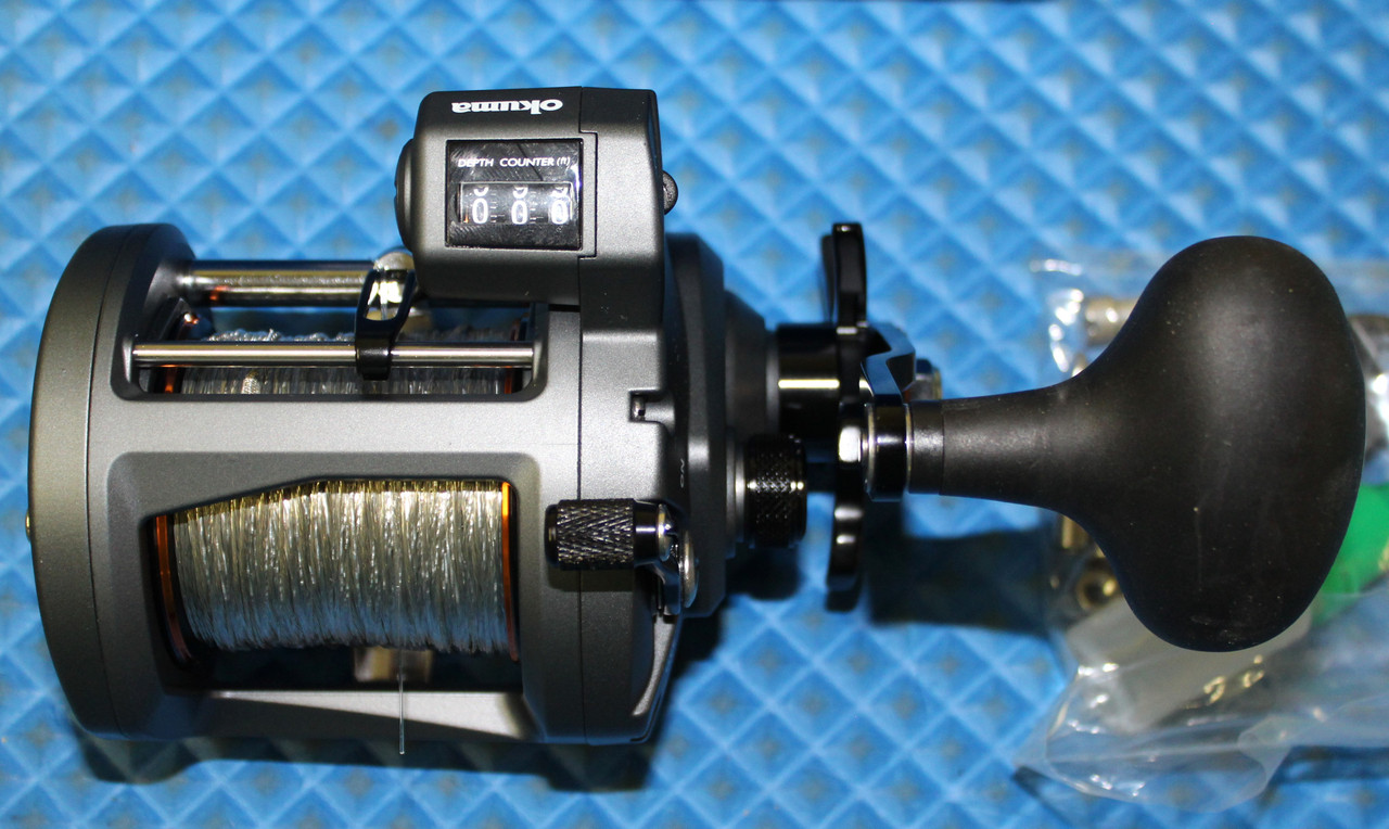 Okuma Cold Water "A" Line Counter Trolling Reel CW 45-DA Pre-spooled With 30# SUPER Copper, 20# Solar Green Backing, 50 Feet 20# Leader CHOOSE YOUR  SUPER COPPER LENGTH!