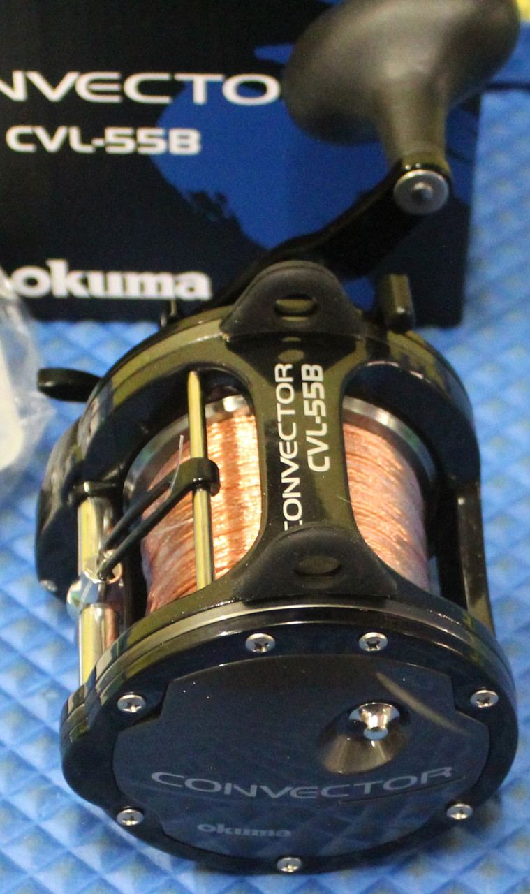 Okuma Convector Levelwind Reel CVL-55B Pre-spooled With 45# Copper, 25# Mono Backing, 50 Feet 25# Mono Leader CHOOSE YOUR COPPER LENGTH!