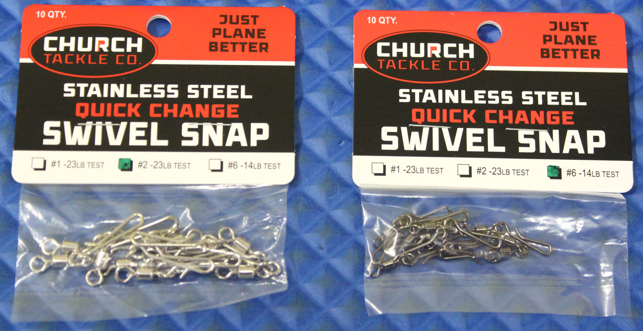 Church Tackle Co. Stainless Steel Quick Change Swivel Snap 10 Pack CHOOSE YOUR SIZE!