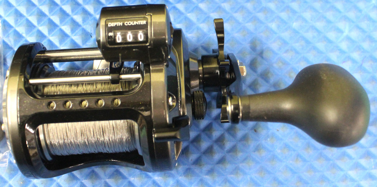 Okuma Convector Line Counter Reel Pre-spooled With 1000FT 30LB Stainless Wire 165YDS 20LB Mono Backing CV-45DB