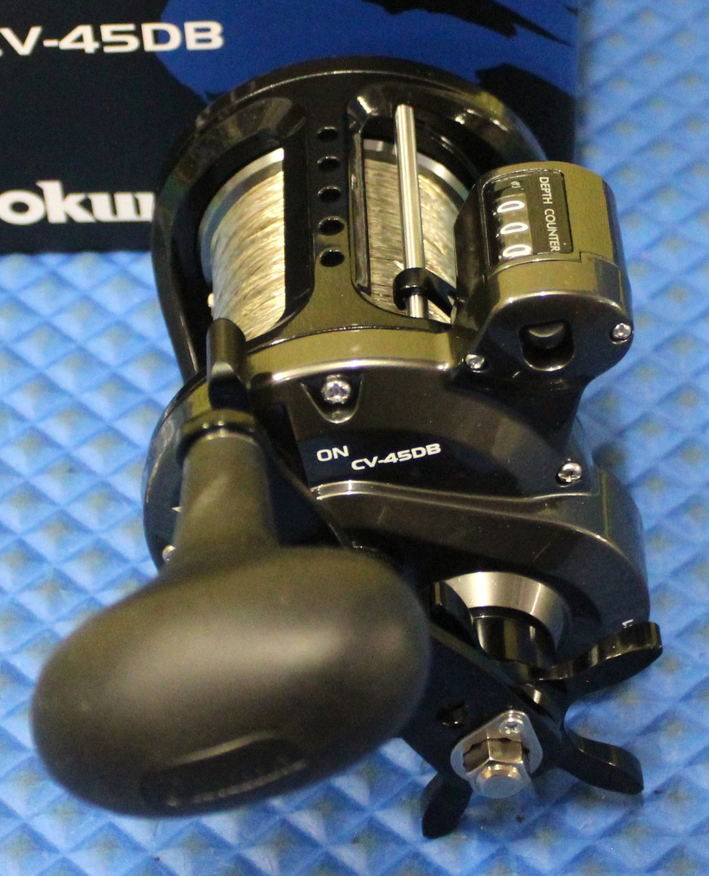 Okuma Convector Linecounter Reel CV 45DB  Pre-spooled With 30# SUPER Copper, 20# Solar Green Backing, 50 Feet 20# Mono Leader CHOOSE YOUR COPPER LENGTH!