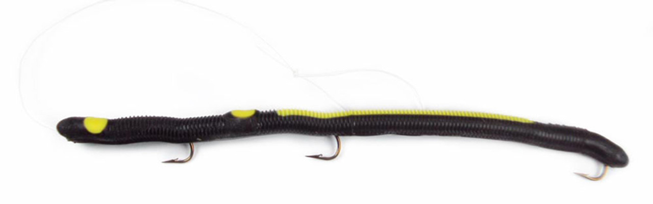 Creme Pre-Rigged Weedless Worm, Fishing Bait Lure, 6, Black and Pink, Pack  of 1