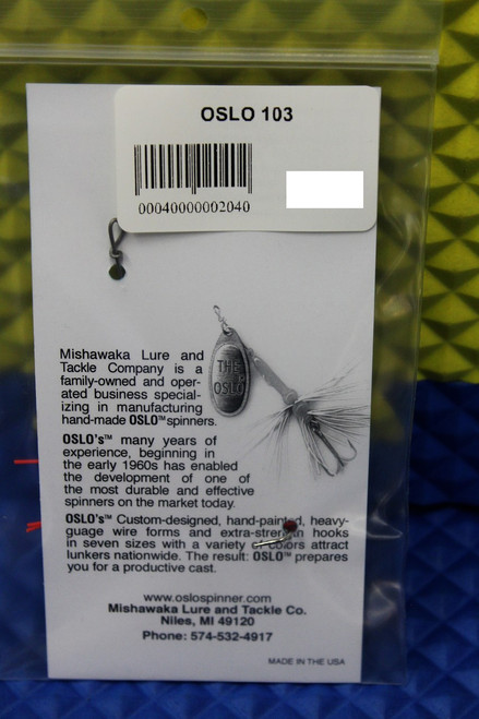 The OSLO Spinner Mishawaka Lure And Tackle Co. Size 103 CHOOSE YOUR COLOR COMBINATION!!!