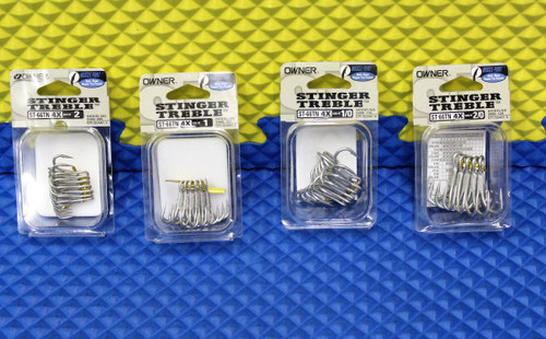 Owner Super Needle Point Stinger Treble Hooks Black Chrome Finish