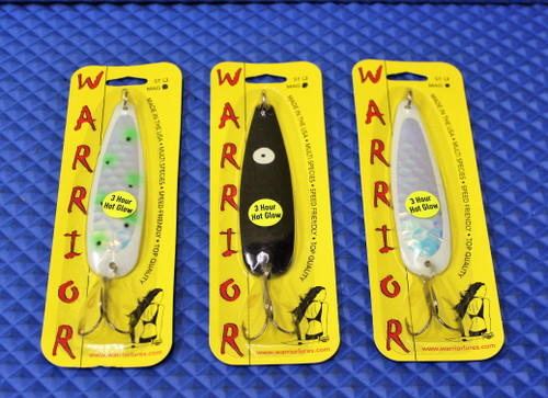 Warrior 3 Hour Hot Glow Spoons Magnum 4-3/4"  By M & P Sports Silver Back CHOOSE YOUR  COLOR!