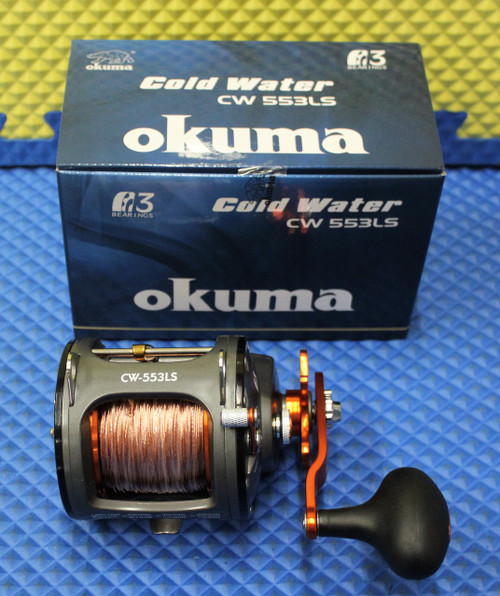 Okuma Cold Water High Speed Levelwind Trolling Reel CW-553LS Pre-spooled With 45# Copper, 25# Solar Green Backing, 50 Feet 20# Leader CHOOSE YOUR COPPER LENGTH!