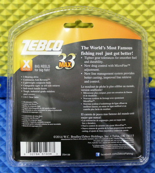 Zebco X Max The New 33 MAX Pre-spooled Reel ZS4580 Clam Pack