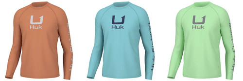 HUK Icon LS Crew T-Shirt H1200573- CHOOSE YOUR COLOR AND SIZE!