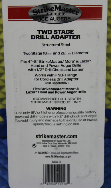StrikeMaster Ice Augers Two Stage Drill Adapter NDA-3