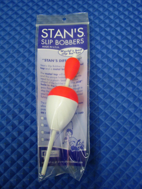 Stan's Slip Bobbers With Removable Metal Bottom Size 53J Red/White Teardrop Float With Red Top