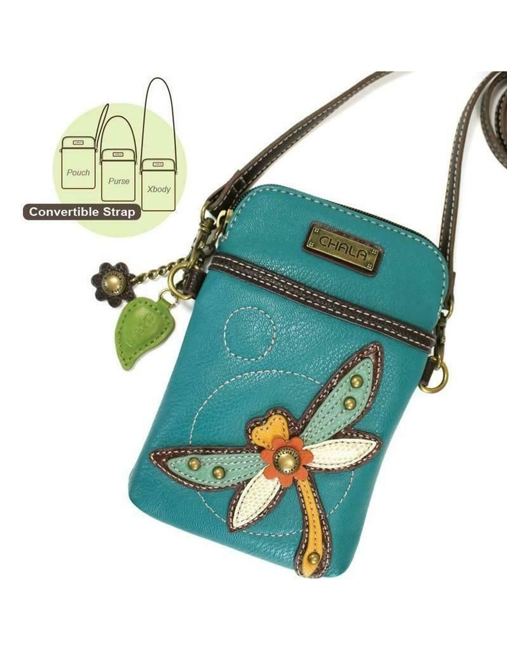 New Chala Cell Phone Purse Crossbody Pleather Converts DRAGONFLY Turquoise  Blue - MATZ Market