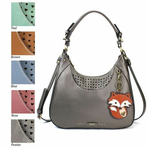  Chala Sweet Tote Hobo FOX Pewter Grey Gray Crossbody  Shoulder Bag Large gift