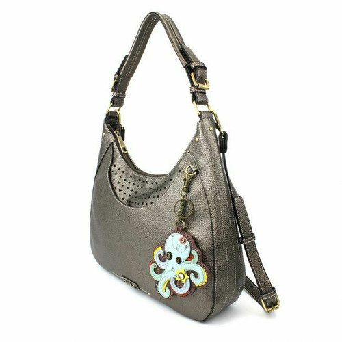 New Chala Sweet Tote Hobo Pewter Grey Gray Crossbody Shoulder Bag OCTOPUS Purse