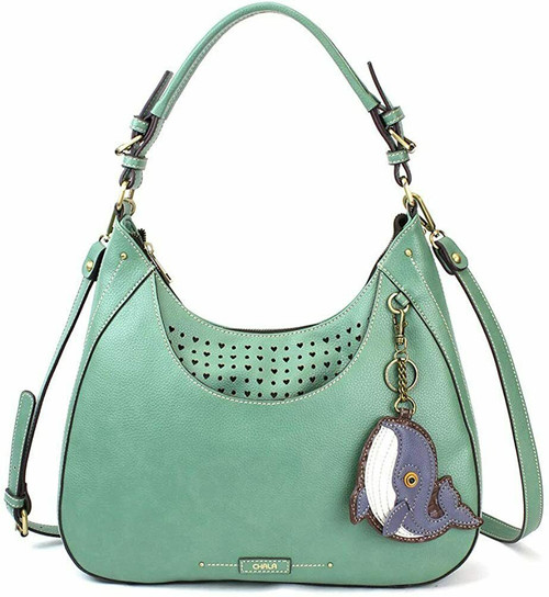 New Chala Sweet Tote Hobo Teal Green Crossbody Shoulder WHALE Coin Purse gift