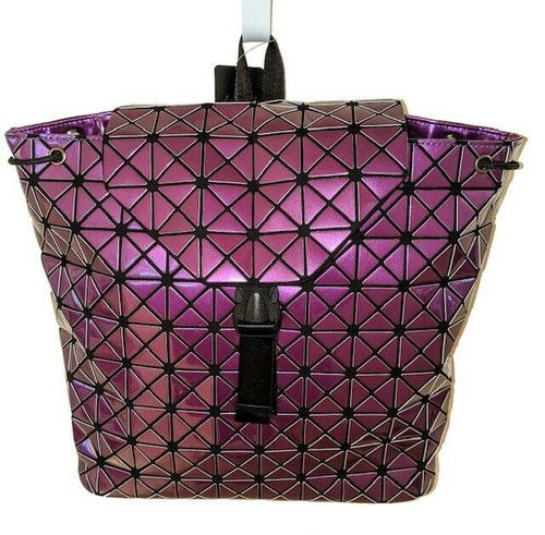 New Bao Bao Miyake Inspired Geometric Bag PU Backpack Lighwt Fashion PURPLE gift