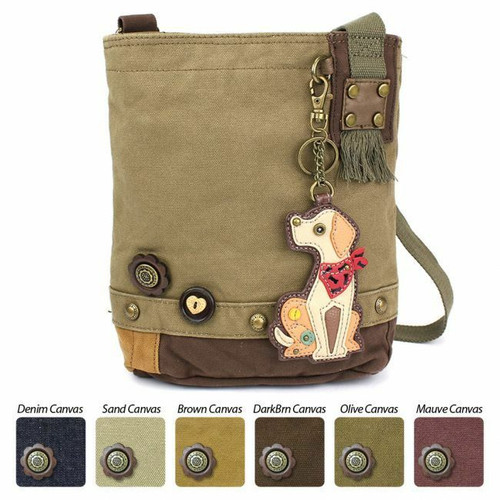 Chala Messenger Patch Cross body Olive Green Bag Canvas Dog Yellow Lab Labrador