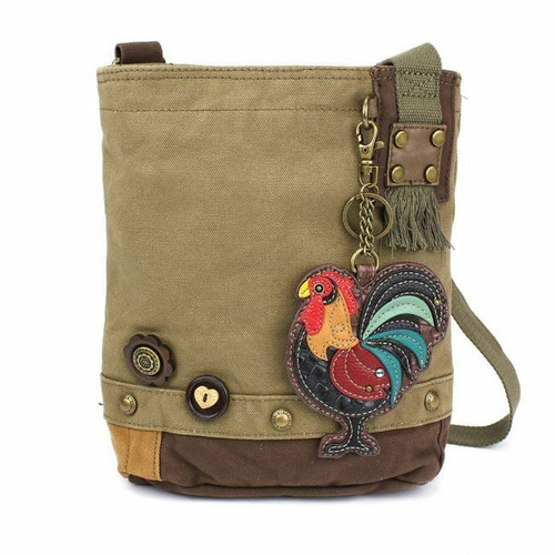 Chala Messenger Patch Crossbody Bag Canvas Olive Green Rooster Coin Purse gift