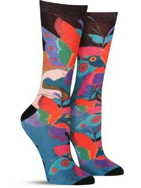 K. Bell Laurel Burch Women's Crew Socks 9-11 MID SUMMER Fairies Shoe 4-10 Black