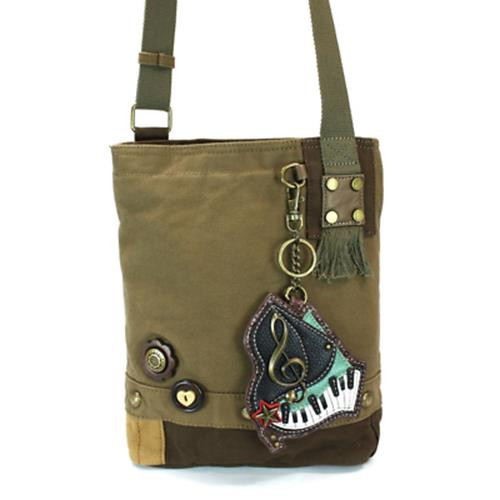 New Chala Handbag Patch Crossbody PIANO MUSIC Bag Canvas gift School Olive Green