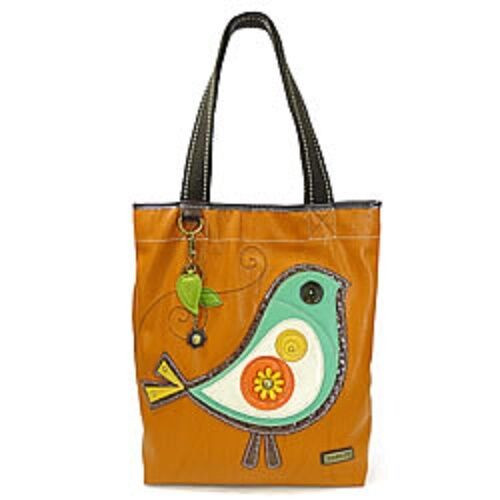 New Chala Handbag Everyday Tote BIRD Dark Orange Purse Bag & Fish Charm gift