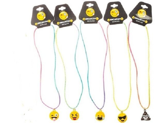 New Top Trenz Lot of 5 Stretchable Emoji Necklaces 5 Designs Emoticons Emojicon 