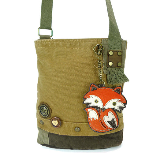 New Chala Handbag Patch Crossbody FOX BROWN Bag Canvas gift Messenger  Fun Gift